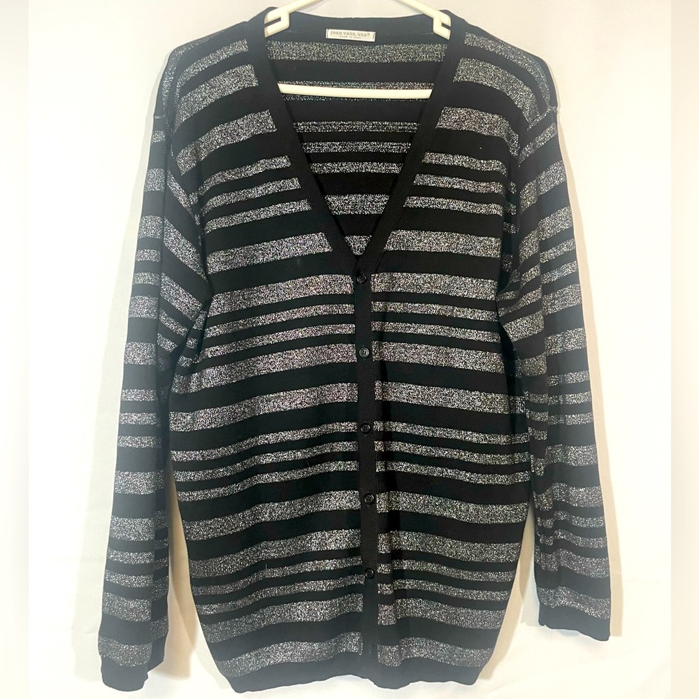 Joan Vass Women’s Black/Metallic Cardigan size 2